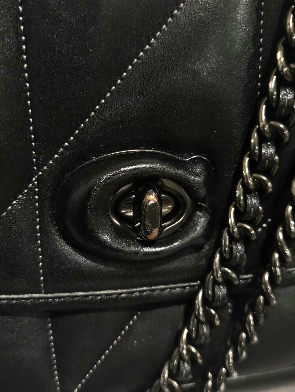 Coach Black Quilted Madison  Shoulder Bag - Picture 5 of 9